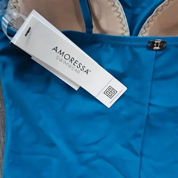 Amoressa By Miraclesuit Womens Pandora Elle Dorado One-shoulder One-piece Size 8 - Picture 11 of 14